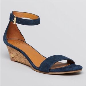 Tory Burch | Shoes | Guc Tory Burch Blue Wedge Sandals Savannah Cork |  Poshmark